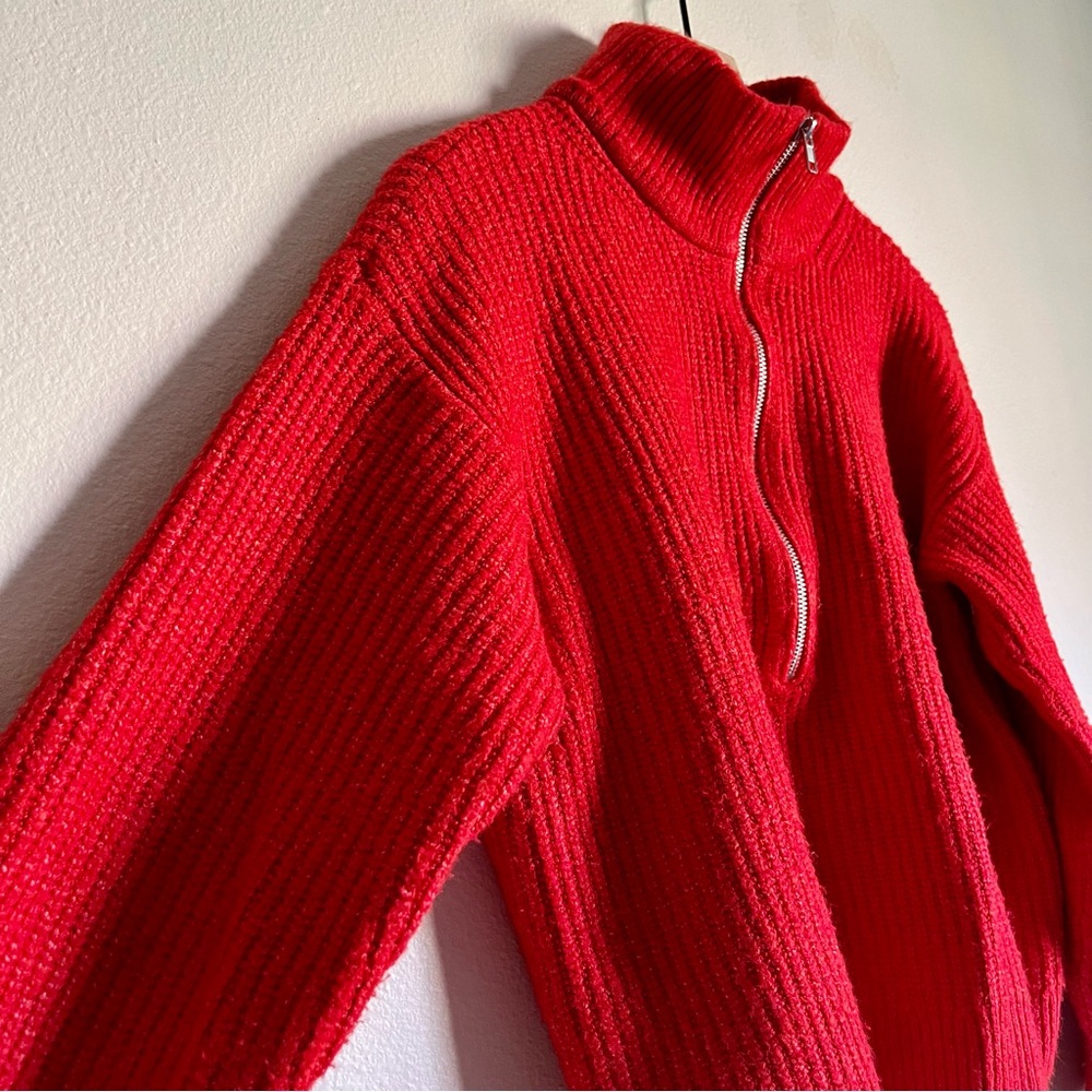 VINCE CAMUTO Half-zip Pullover Ribbed Knit Sweater Size Medium Red - Picture 4 of 13